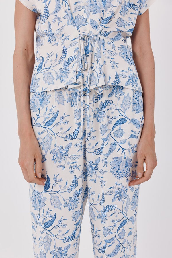 Cortefiel Pantal&oacute;n fluido estampado Estampado blanco