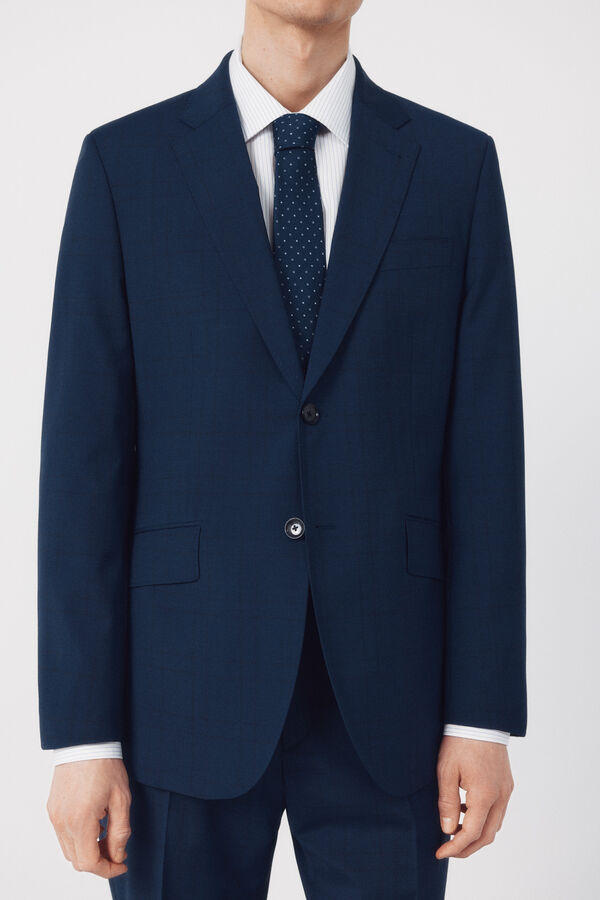 Cortefiel Blazer Dynamic Blue Checkered Blue