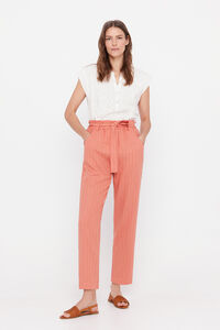 Cortefiel Long trousers with looped belt Coral