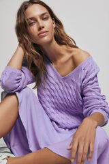 Cortefiel Cable knit jumper Lilac