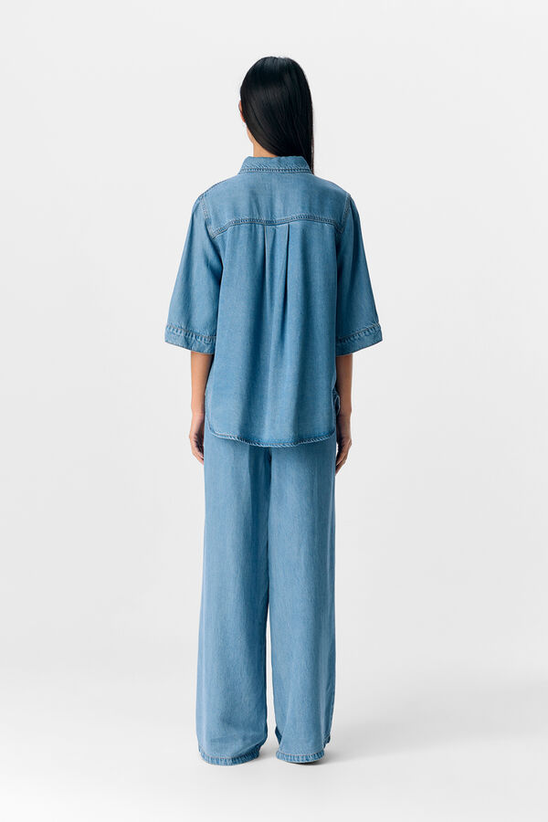 Object Camisa de manga curta em tencel Azul