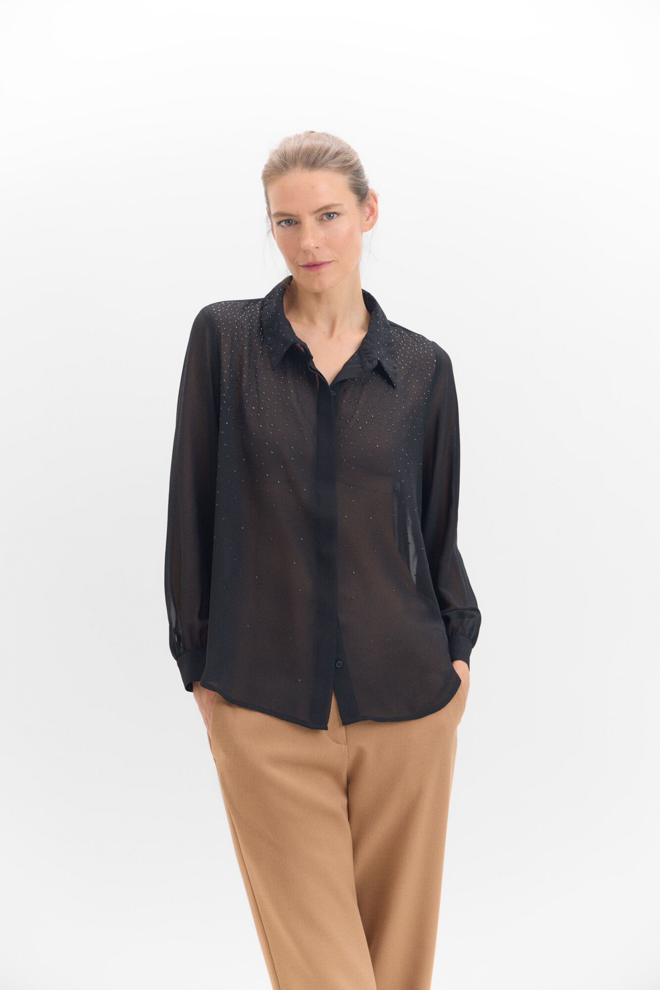 Camisa detalle strass Blusas de mujer Cortefiel