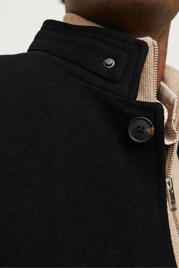 Jack & Jones Sobretudo curto de lã com gola alta Preto