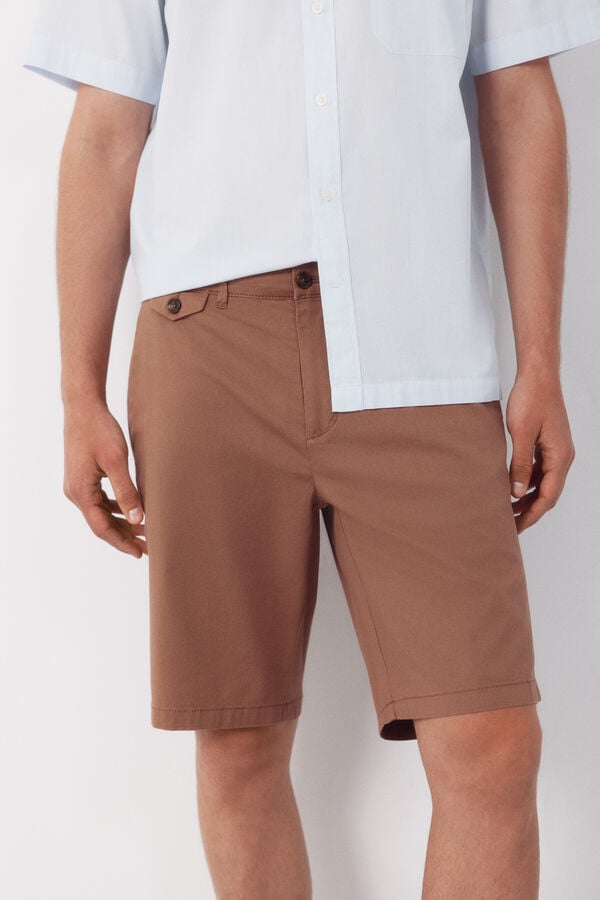 Cortefiel Printed chino Bermuda shorts Camel