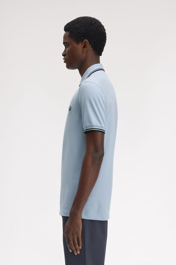 Fred Perry Polo piqué masculina de manga curta Azul