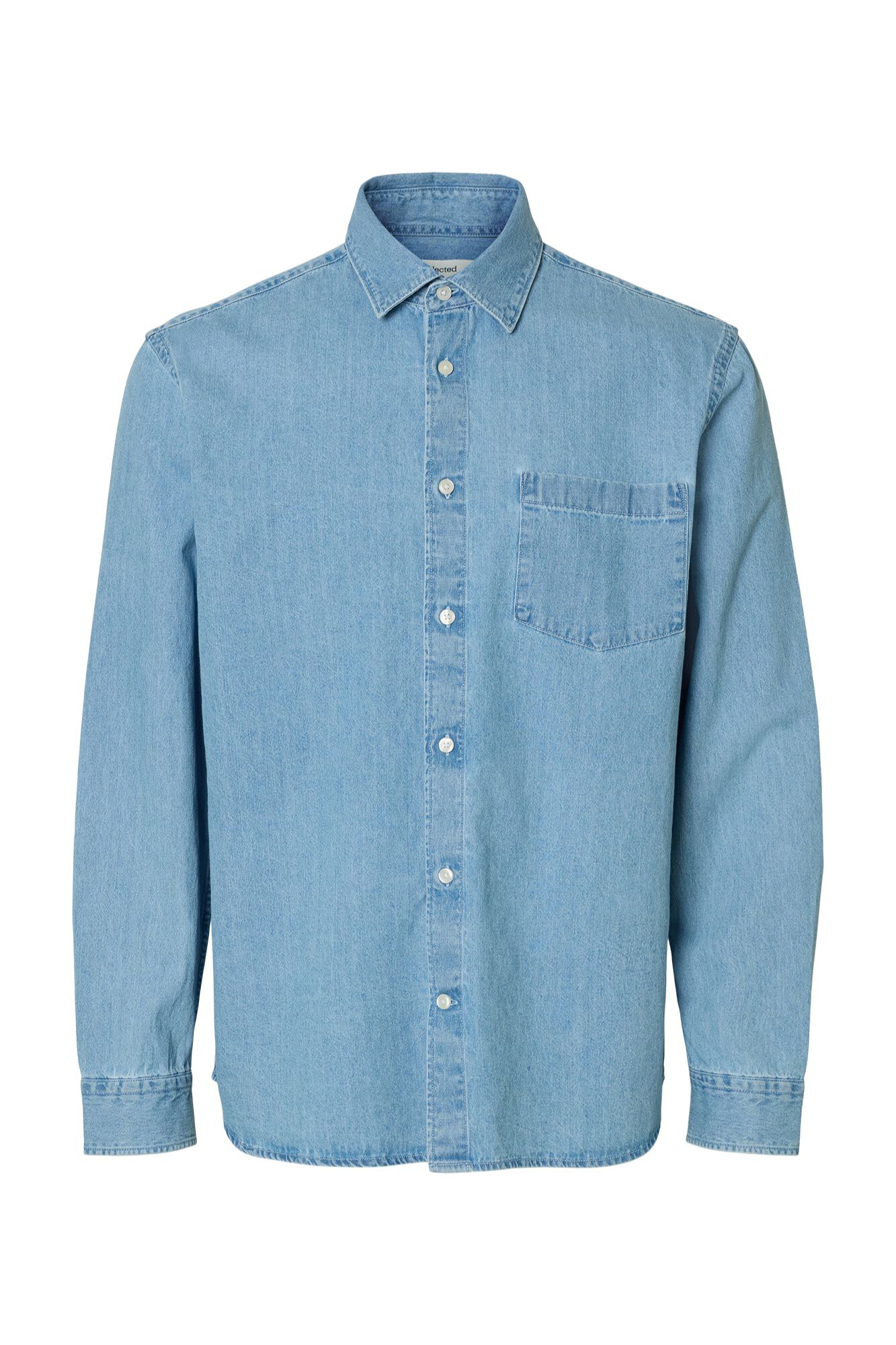 Selected Camisa de ganga leve 100% algod&atilde;o org&acirc;nico