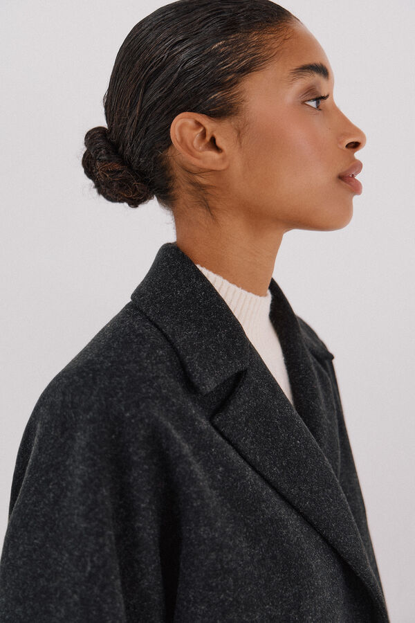 Cortefiel Short unstructured coat Dark grey