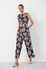Cortefiel Belted jumpsuit Printed brown