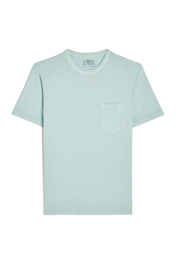 Cortefiel T-shirt with embroidered OOTO plane on pocket Turquoise