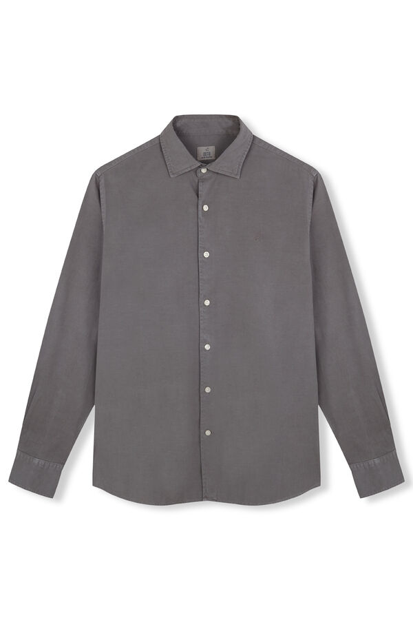 OOTO Camisa liso de algod&atilde;o tencel sarja Cinzento