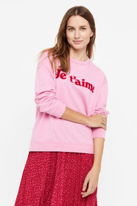 Cortefiel Embroidered text sweatshirt Pink