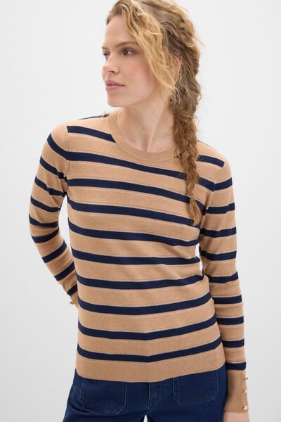 Cortefiel Metallic striped jumper Beige