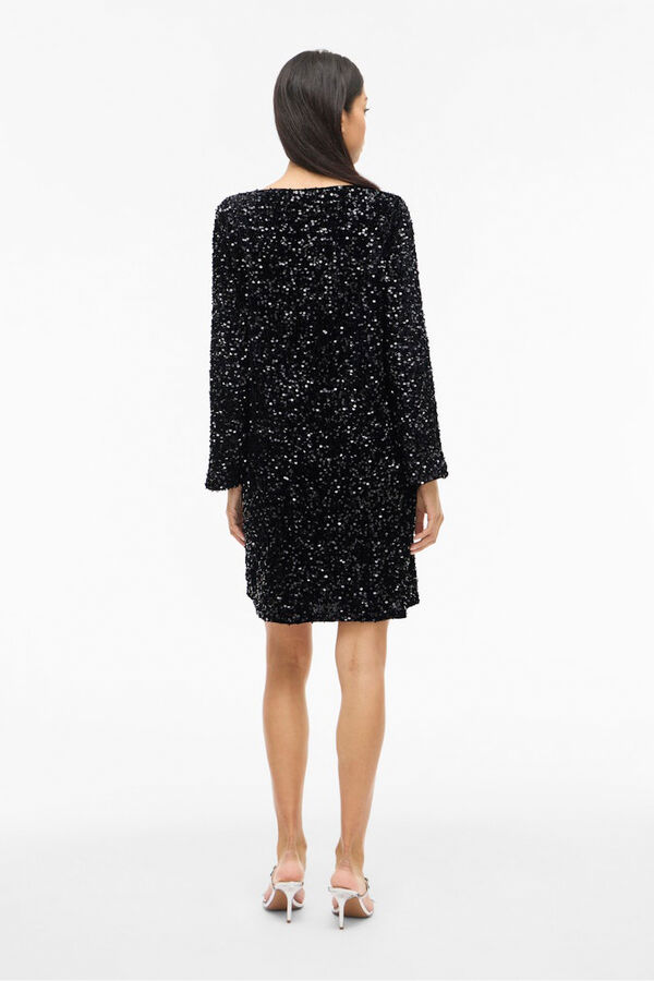 Vila Vestido curto com lantejoulas Preto