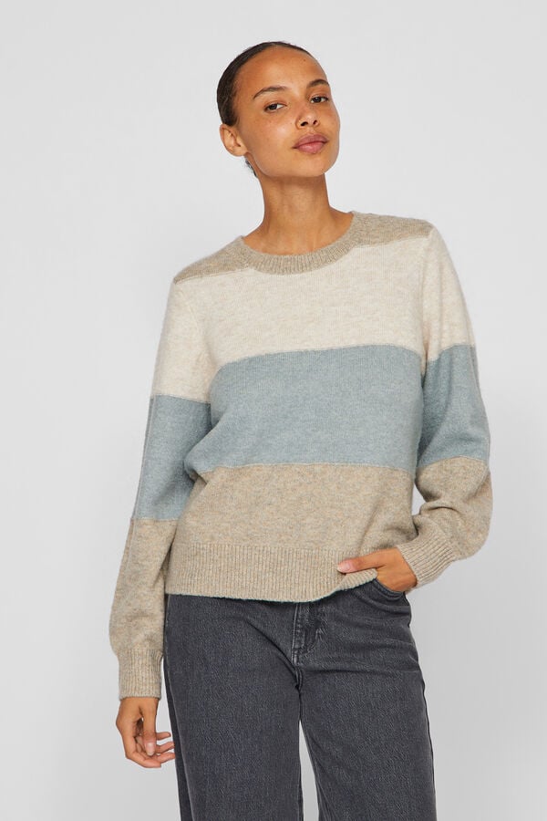 Cortefiel Striped jersey-knit jumper Nude