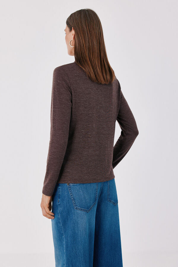 Cortefiel Stretch shirt with buttons Dark brown