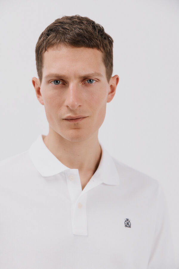 Cortefiel Essential slim fit piqué polo shirt White