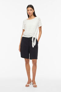 Vila Top de manga corta con calados de algod&oacute;n