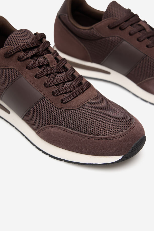 Cortefiel Leather and textile sneaker Camel