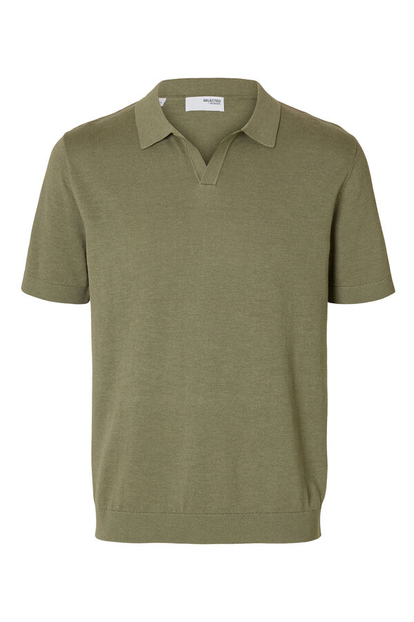 Selected Polo de lino de manga corta Gris