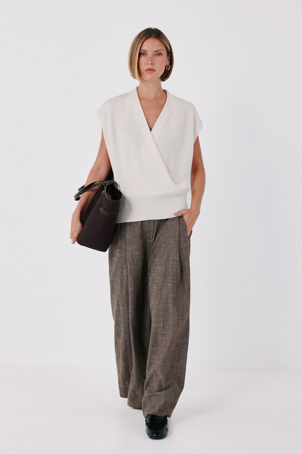 Cortefiel Draped knit top Ivory