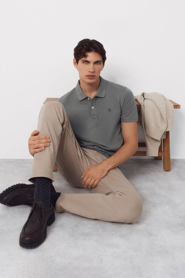 Cortefiel Piqu&eacute; basic slim polo shirt Kaki