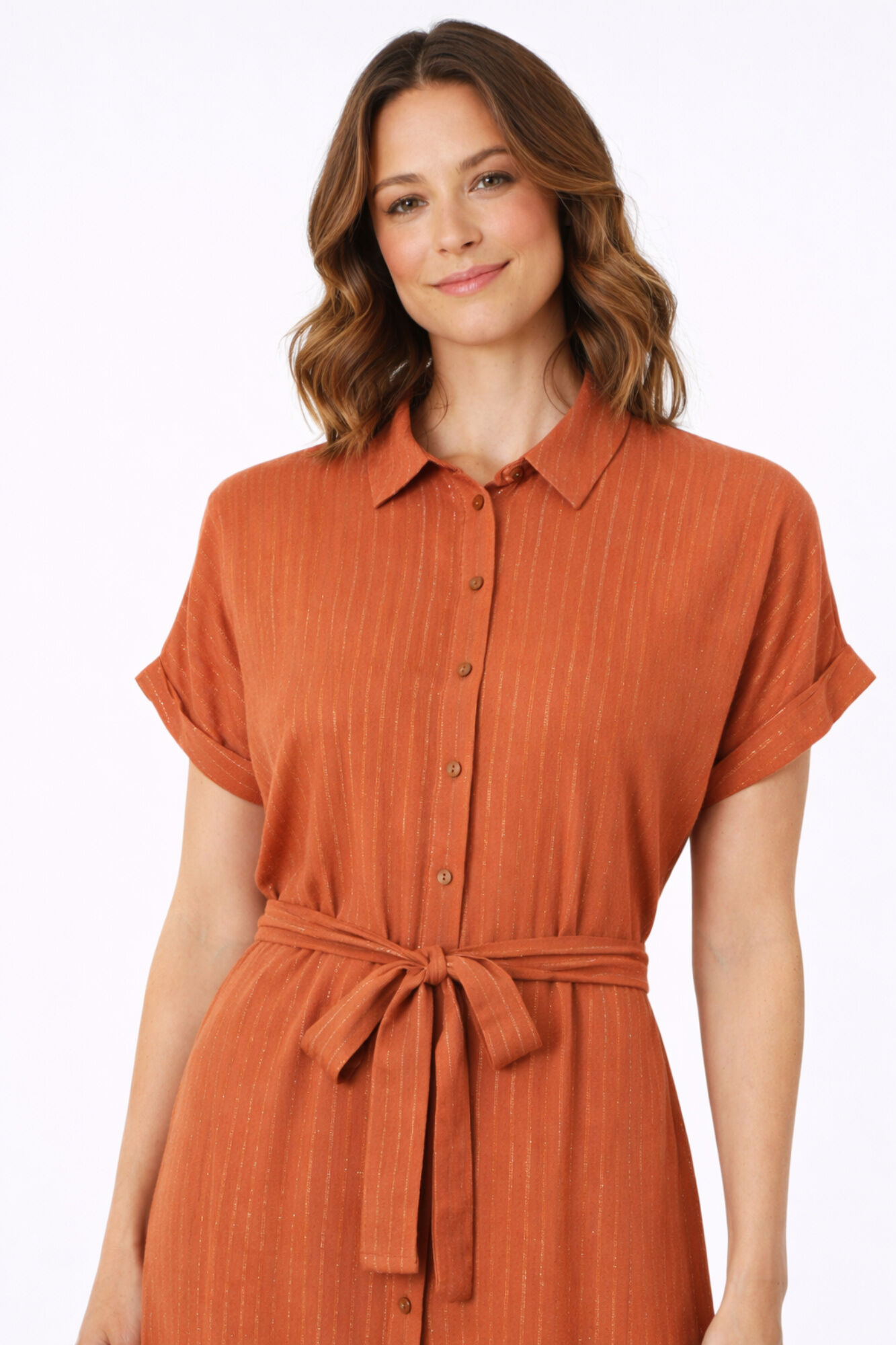 Vila Vestido camisero midi con l&uacute;rex