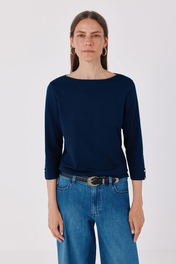 Cortefiel Boat neck T-shirt Navy