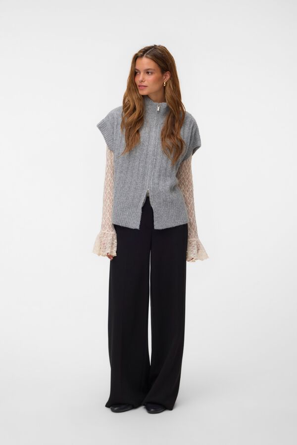 Vero Moda Colete de malha com fecho-&eacute;clair Cinzento