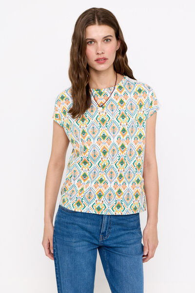 Cortefiel Essential lace T-shirt Printed blue