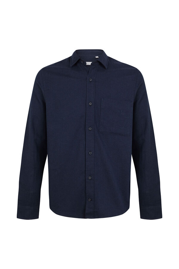 Cortefiel Flannel herringbone shirt Navy