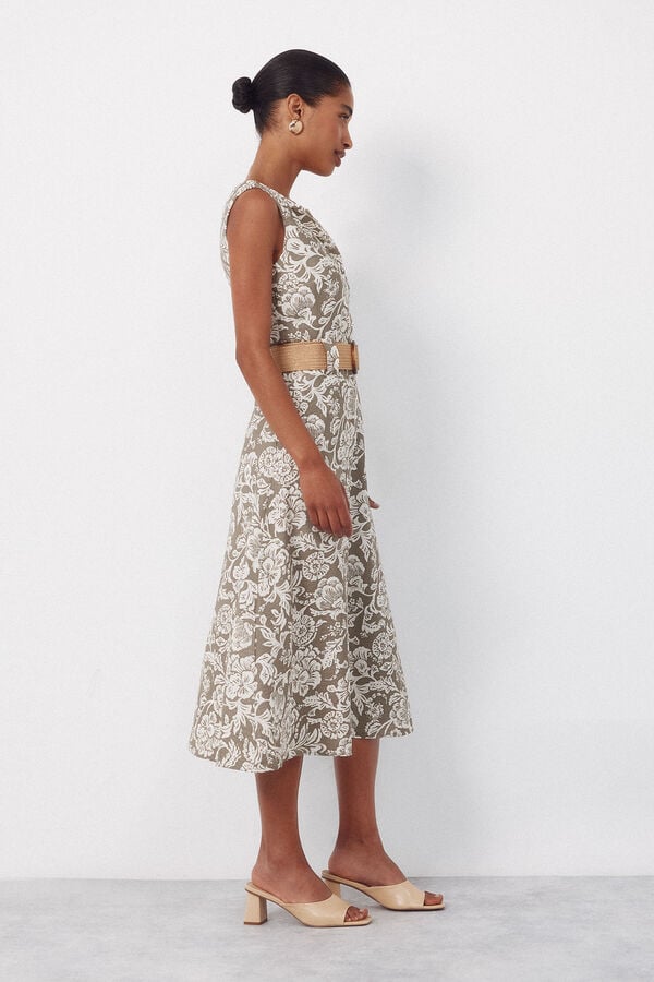 Cortefiel Flared dress Kaki