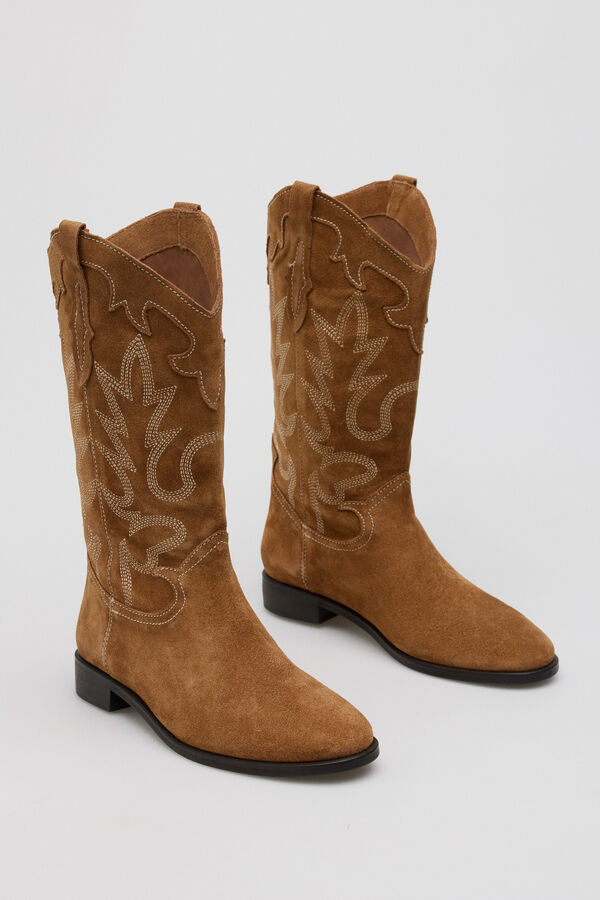 Cortefiel Split leather boot Camel