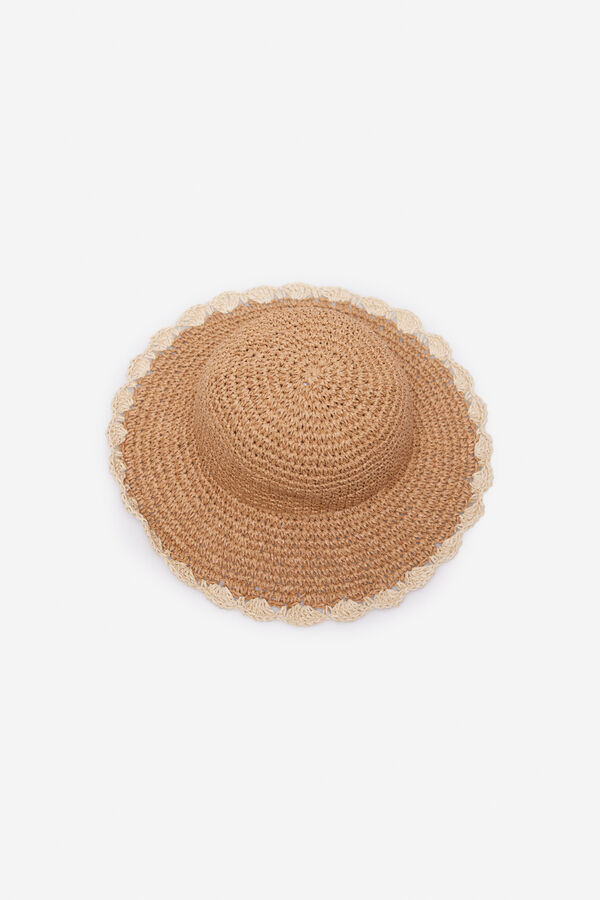 Cortefiel Sombrero trenzado Brown