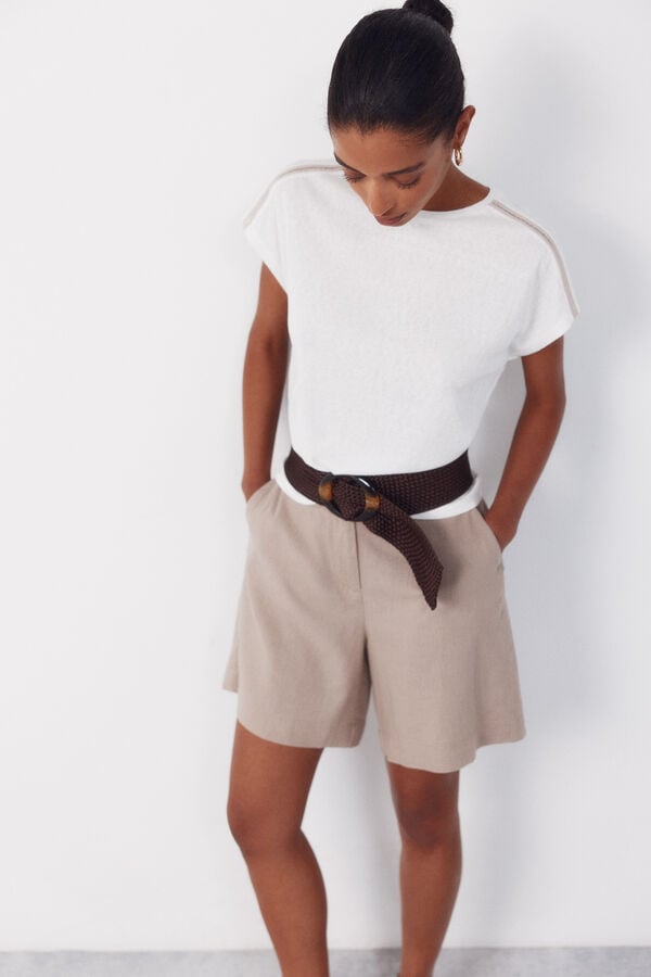 Cortefiel T-shirt com bainhas abertas Branco