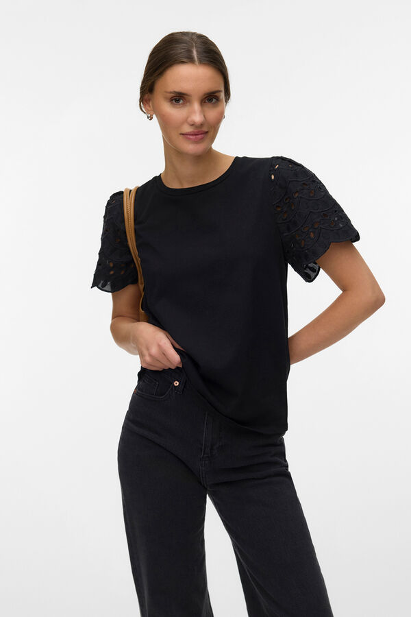 Vero Moda Camiseta manga corta bordados Negro