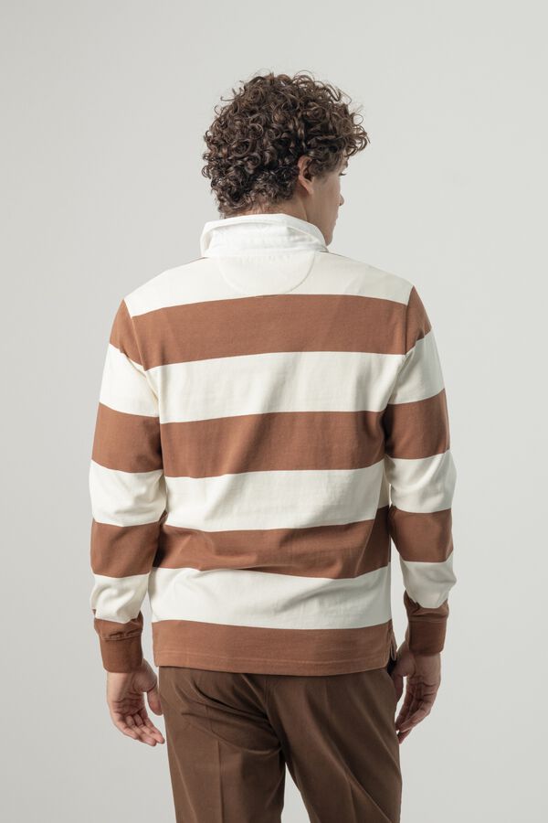 PuroEGO Striped rugby polo shirt Dark brown