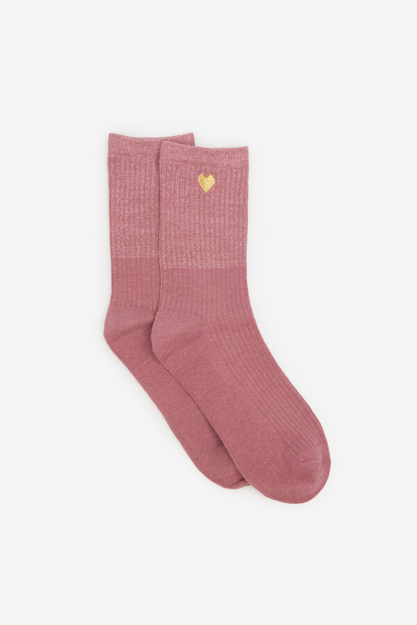 Cortefiel Long lurex socks Pink