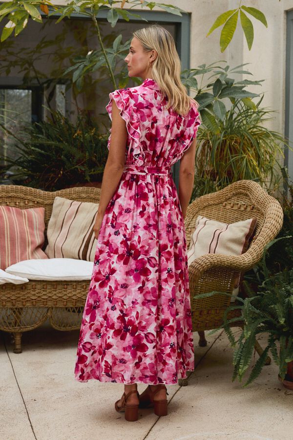 Pol&iacute;n Et Moi Vestido estampado manga curta framboesa Subiu