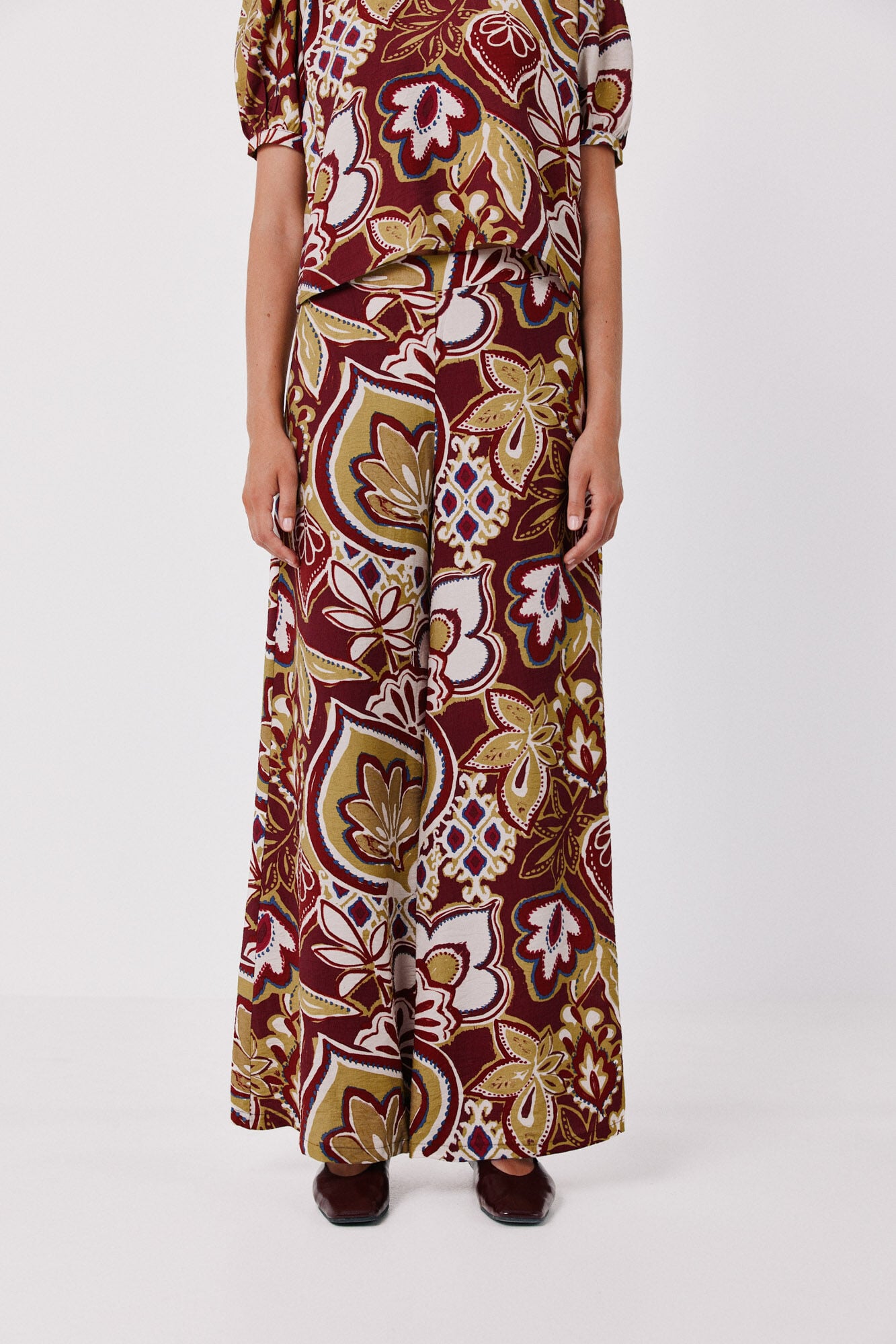 Cortefiel Printed wide-leg trousers