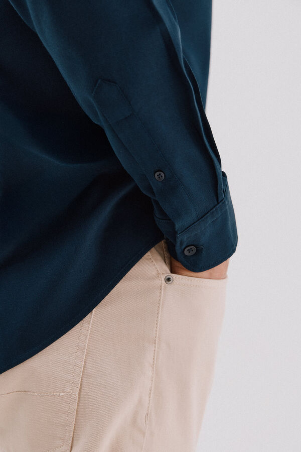 Cortefiel Tencel trench coat shirt Navy