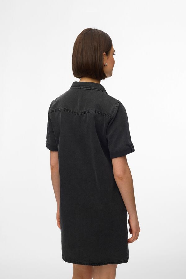 Vero Moda Vestido corto de manga corta denim Negro