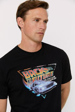 Cortefiel Back to the Future licensed T-shirt Black