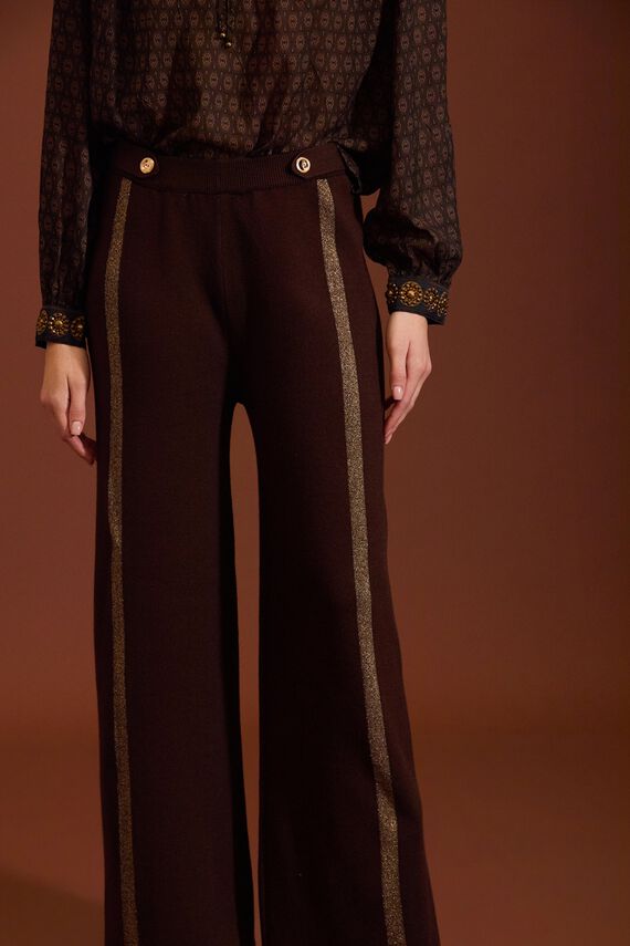 Pantalones de punto a rayas de lurex
