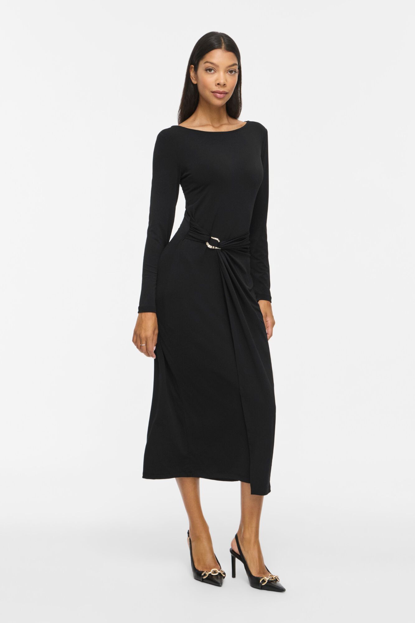 Vila Vestido midi com detalhe franzido