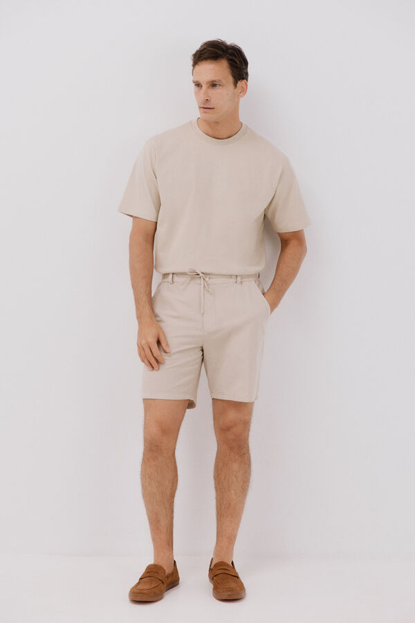 Cortefiel Adjustable lightweight chinos bermuda Beige