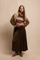 Slowlove Saia midi acetinada Castanho