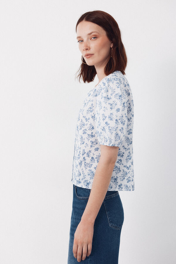 Cortefiel gingham blouse Printed white