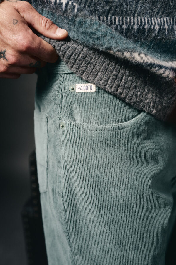 OOTO Pantalón 5 bolsillos slim fit pana Azul