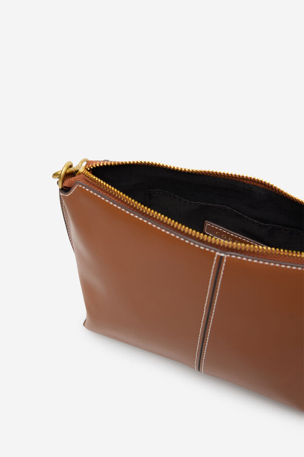 Cortefiel Basic crossbody bag with stitching Brown