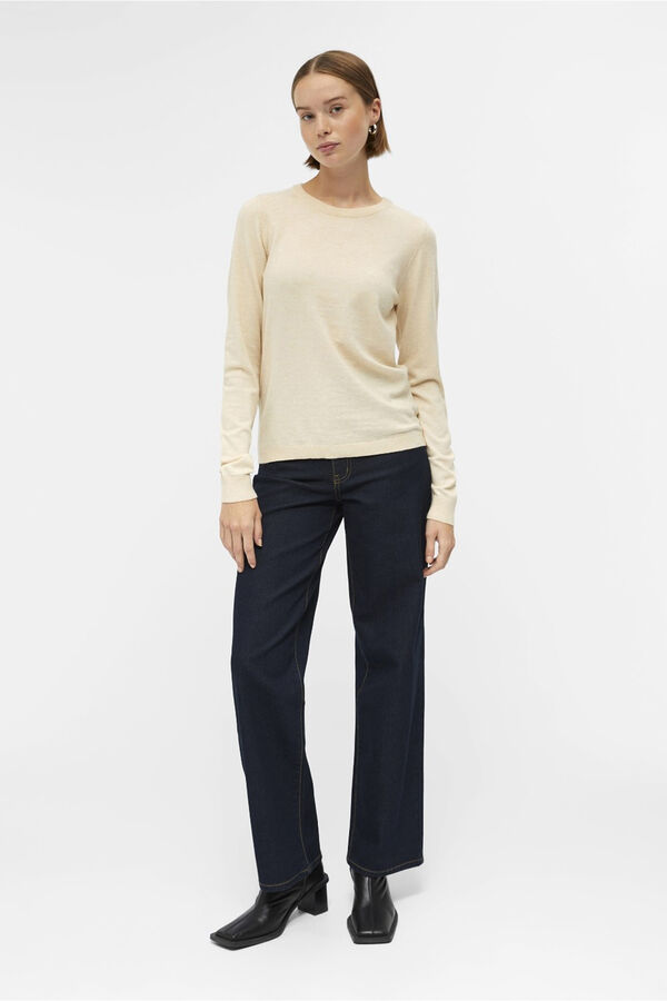 Cortefiel Jersey-knit jumper with long sleeves and a round neck Grey